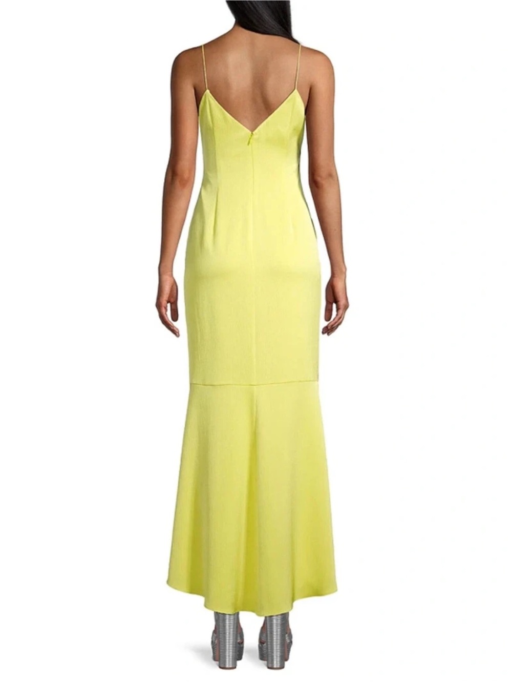 Aidan Mattox Chartreuse Tie-Front Slip Dress - Picture 3 of 6